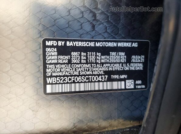 WB523CF06SCT00437 2025 BMW IX Черный Вид наклейки с VIN-кодом
