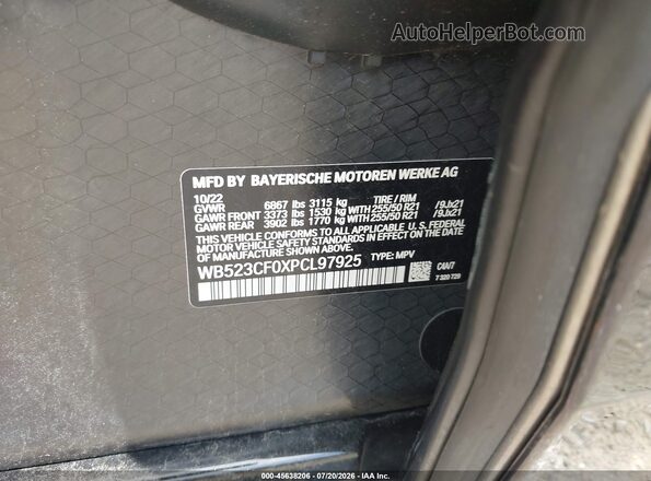 WB523CF0XPCL97925 2023 BMW IX Gray Вид підкапотного простору