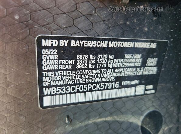 WB533CF05PCK57916 2023 BMW IX Blue Widok naklejki z numerem VIN