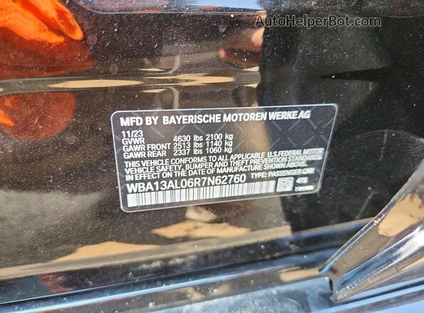 WBA13AL06R7N62760 2024 BMW M2 Black VIN կոդի պիտակի տեսք