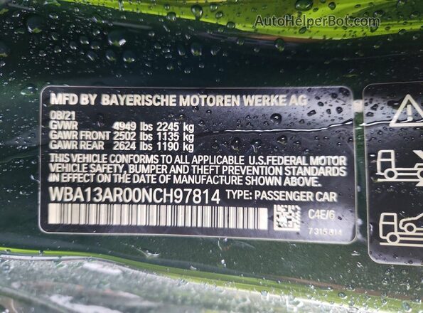 WBA13AR00NCH97814 2022 BMW M4 Green Engine compartment view