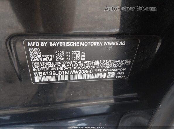 WBA13BJ01MWW90850 2021 BMW 5 SERIES Black ძრავის განყოფილების ხედი
