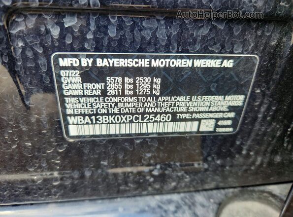 WBA13BK0XPCL25460 2023 BMW M5 Black VIN կոդի պիտակի տեսք