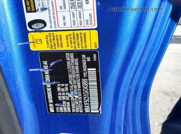 WBA1F5C51GV343899 2016 BMW 2 SERIES Blue Widok komory silnika
