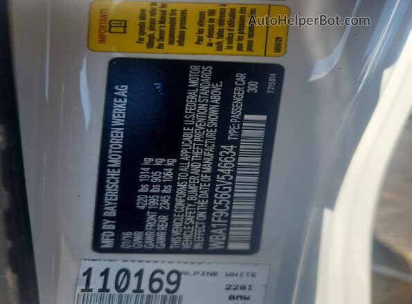 WBA1F9C56GV546634 2016 BMW 2 SERIES Белый Вид подкапотного пространства