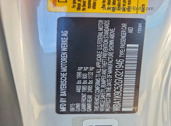 WBA1K9C52GV321946 2016 BMW 2 SERIES Silver Vista del compartimento del motor