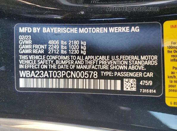 WBA23AT03PCN00578 2023 BMW 4 SERIES Black Engine compartment view