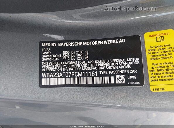 WBA23AT07PCM11161 2023 BMW 4 SERIES Gray Engine compartment view