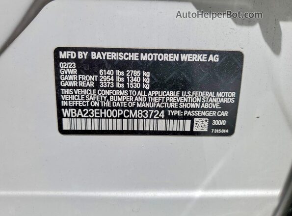 WBA23EH00PCM83724 2023 BMW 7 SERIES White Вид підкапотного простору