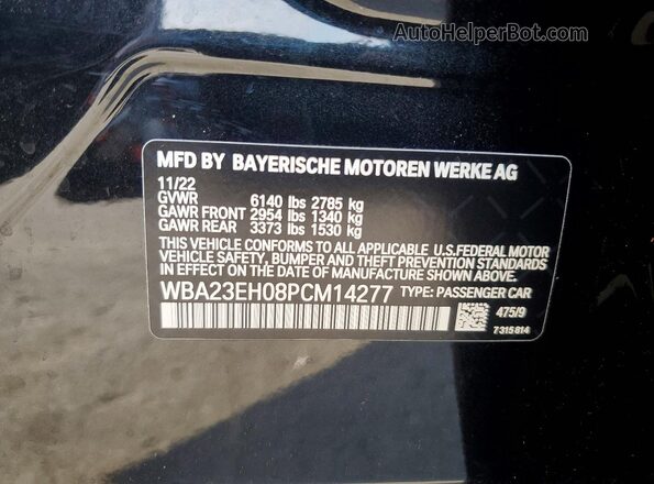 WBA23EH08PCM14277 2023 BMW 7 SERIES Черный Вид наклейки с VIN-кодом