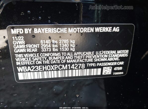 WBA23EH0XPCM14278 2023 BMW 7 SERIES Black Շարժիչի բաժամունքի տեսք