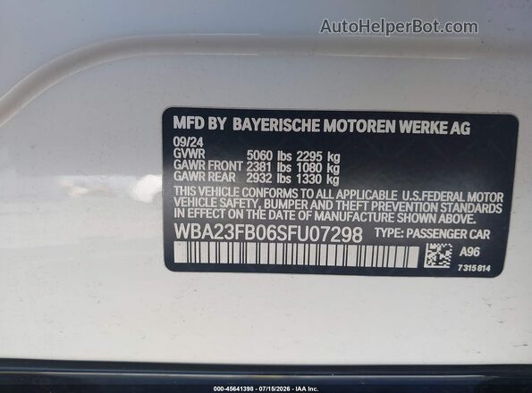 WBA23FB06SFU07298 2025 BMW 4 SERIES White Widok komory silnika