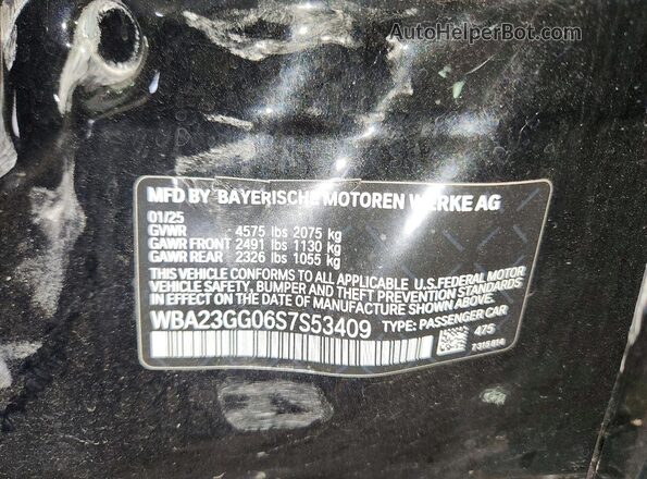 WBA23GG06S7S53409 2025 BMW 2 SERIES Black Вид наклейки з VIN-кодом