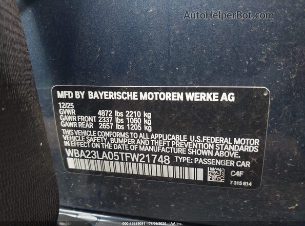 WBA23LA05TFW21748 2026 BMW 3 SERIES Blue ძრავის განყოფილების ხედი