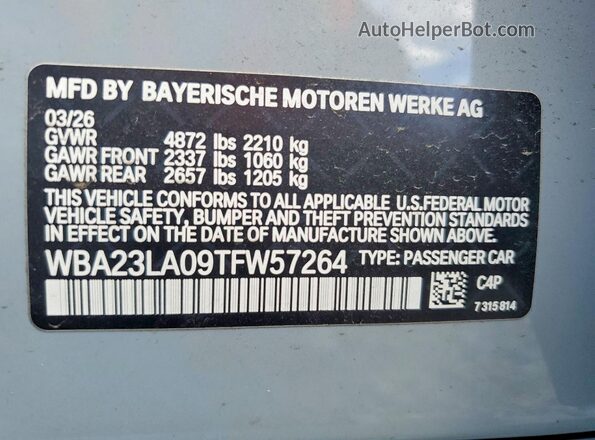 WBA23LA09TFW57264 2026 BMW 3 SERIES Gray Widok komory silnika
