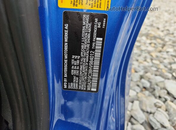 WBA2F9C38HV984012 2017 BMW 2 SERIES Blue Widok komory silnika