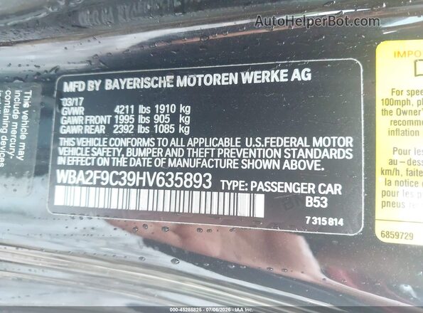 WBA2F9C39HV635893 2017 BMW 2 SERIES Blue Engine compartment view