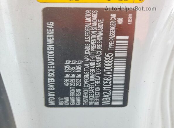 WBA2J1C58JVD08895 2018 BMW 2 SERIES White Widok komory silnika