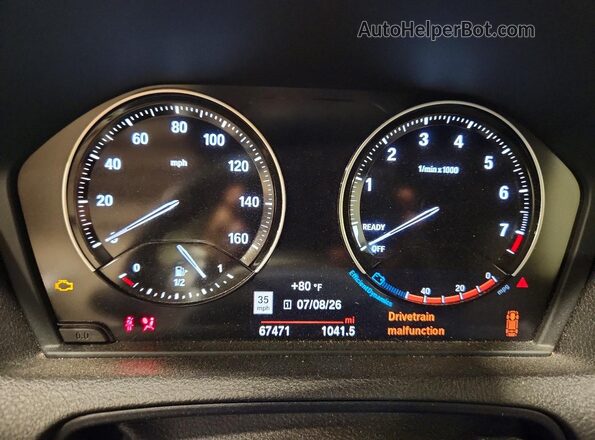 WBA2K1C59KVD41810 2019 BMW 2 SERIES White Widok zestawu wskaźników