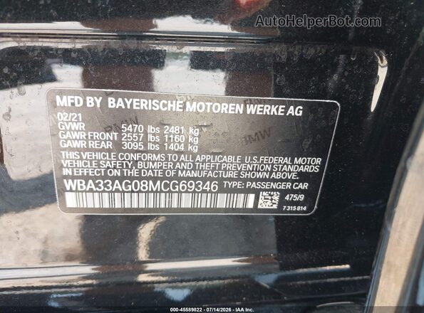 WBA33AG08MCG69346 2021 BMW 5 SERIES Black Engine compartment view