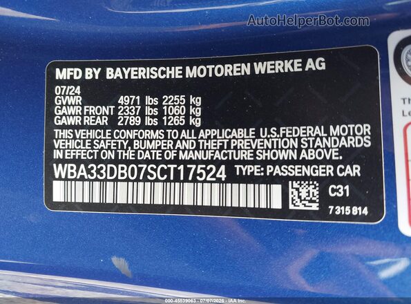 WBA33DB07SCT17524 2025 BMW 4 SERIES Blue Widok komory silnika