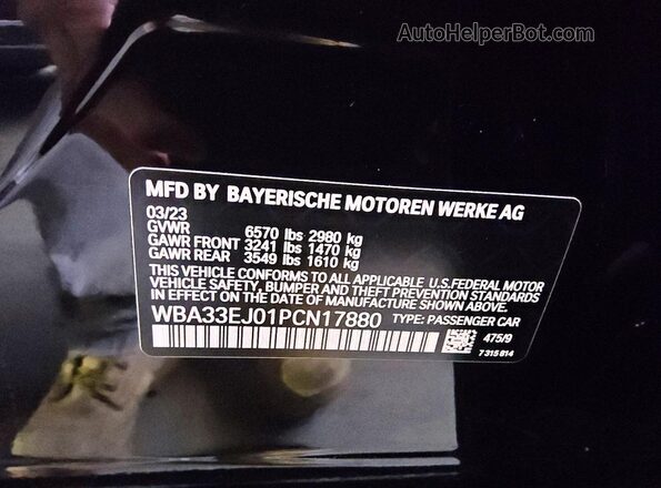 WBA33EJ01PCN17880 2023 BMW 7 SERIES Black Widok komory silnika