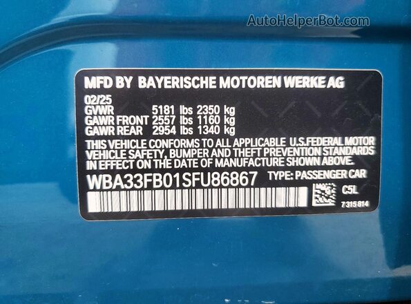WBA33FB01SFU86867 2025 BMW 4 SERIES Blue Widok komory silnika