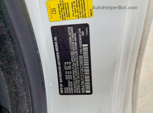 WBA3N7C57GK228698 2016 BMW 4 SERIES White Widok komory silnika