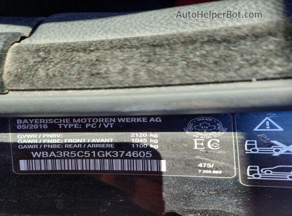 WBA3R5C51GK374605 2016 BMW 4 SERIES Black Widok komory silnika
