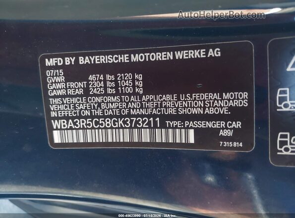 WBA3R5C58GK373211 2016 BMW 4 SERIES Black Engine compartment view