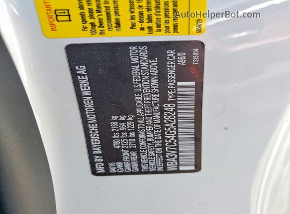 WBA3V7C54G5A28248 2016 BMW 4 SERIES White Widok komory silnika