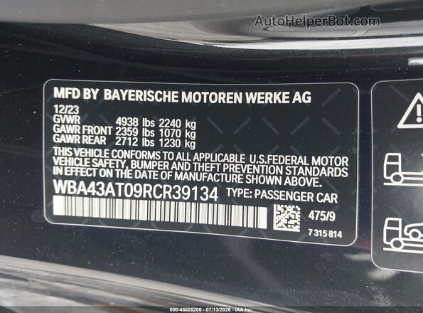WBA43AT09RCR39134 2024 BMW 4 SERIES Black Engine compartment view