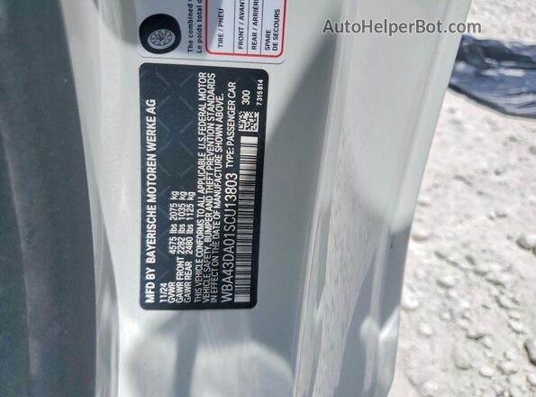 WBA43DA01SCU13803 2025 BMW 4 SERIES White Vista del compartimento del motor