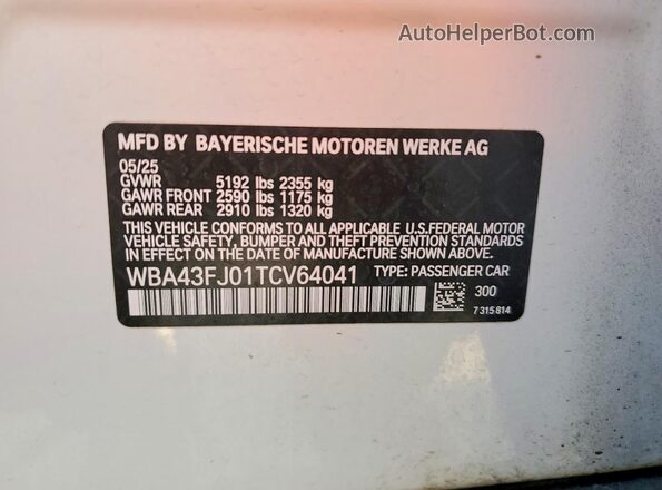 WBA43FJ01TCV64041 2026 BMW 5 SERIES White Vista del compartimento del motor