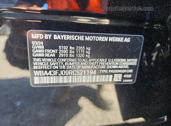 WBA43FJ09RCS21194 2024 BMW 5 SERIES Black Engine compartment view