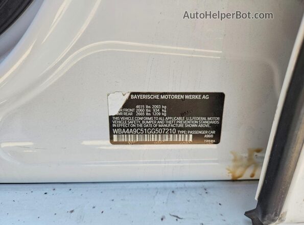 WBA4A9C51GG507210 2016 BMW 4 SERIES White Engine compartment view