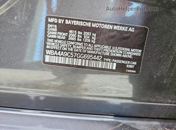 WBA4A9C57GG695442 2016 BMW 4 SERIES Gray Շարժիչի բաժամունքի տեսք