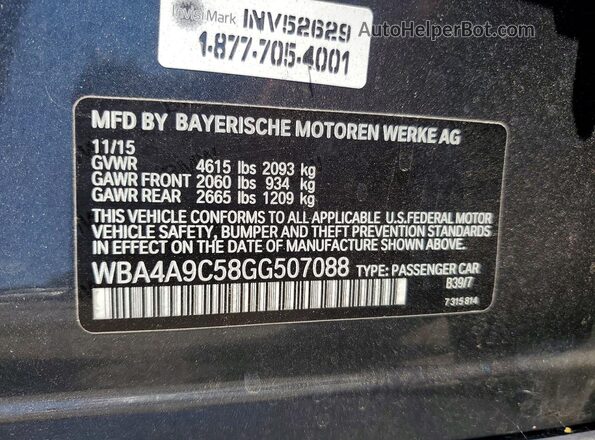 WBA4A9C58GG507088 2016 BMW 4 SERIES Gray Вид підкапотного простору