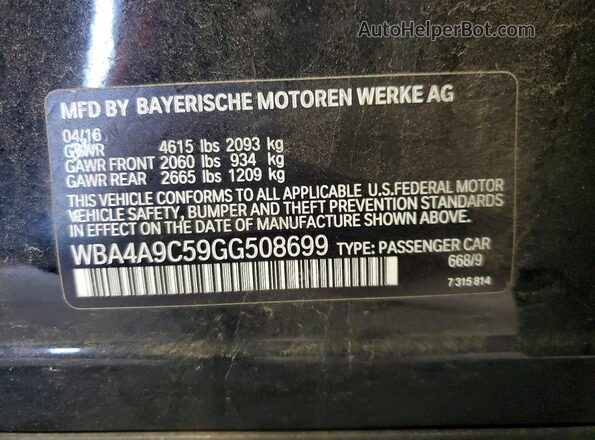 WBA4A9C59GG508699 2016 BMW 4 SERIES Black Engine compartment view