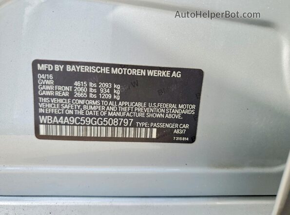 WBA4A9C59GG508797 2016 BMW 4 SERIES Silver Widok komory silnika