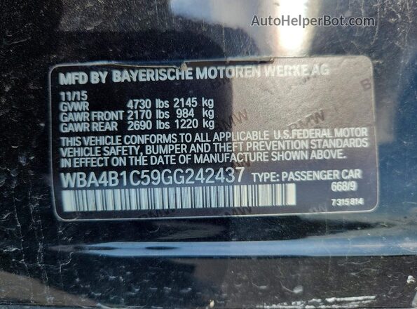 WBA4B1C59GG242437 2016 BMW 4 SERIES Black Շարժիչի բաժամունքի տեսք