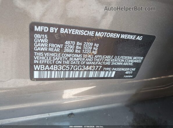 WBA4B3C57GG344377 2016 BMW 4 SERIES Beige Vista del compartimento del motor