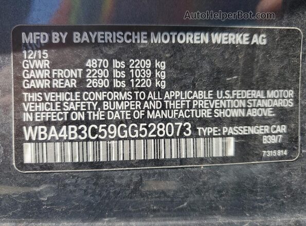 WBA4B3C59GG528073 2016 BMW 4 SERIES Gray Widok komory silnika