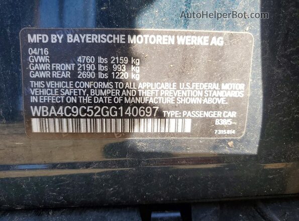 WBA4C9C52GG140697 2016 BMW 4 SERIES Blue Շարժիչի բաժամունքի տեսք