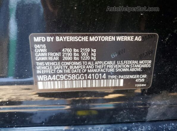 WBA4C9C58GG141014 2016 BMW 4 SERIES Черный Вид подкапотного пространства