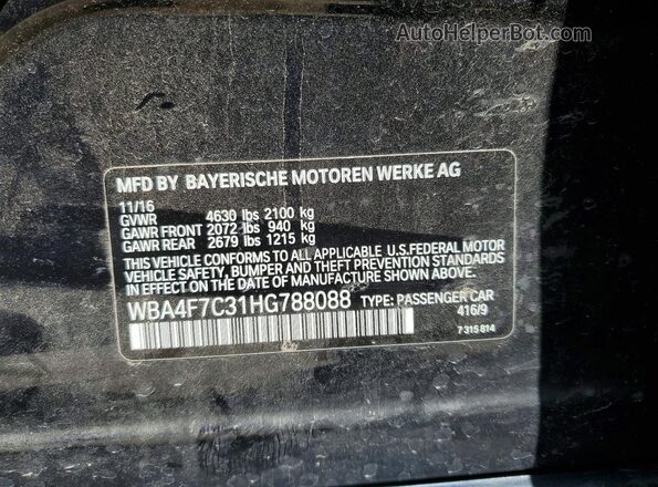 WBA4F7C31HG788088 2017 BMW 4 SERIES Blue Vista de la etiqueta del VIN