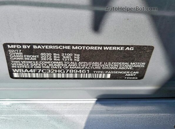 WBA4F7C32HG789461 2017 BMW 4 SERIES Silver Вид підкапотного простору
