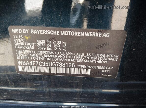 WBA4F7C35HG788126 2017 BMW 4 SERIES Teal Engine compartment view