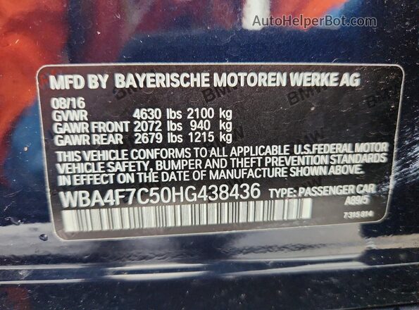 WBA4F7C50HG438436 2017 BMW 4 SERIES Blue Widok komory silnika