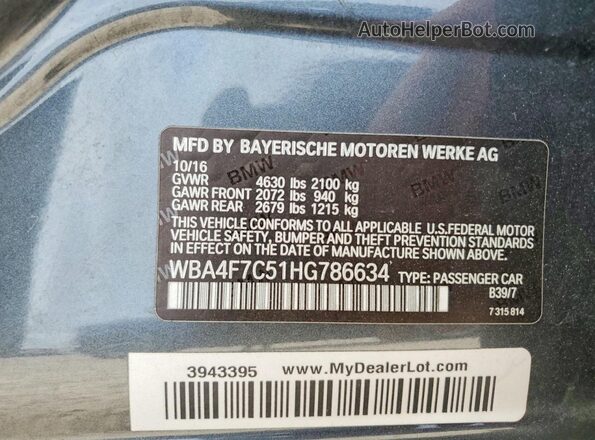 WBA4F7C51HG786634 2017 BMW 4 SERIES Gray Вид підкапотного простору